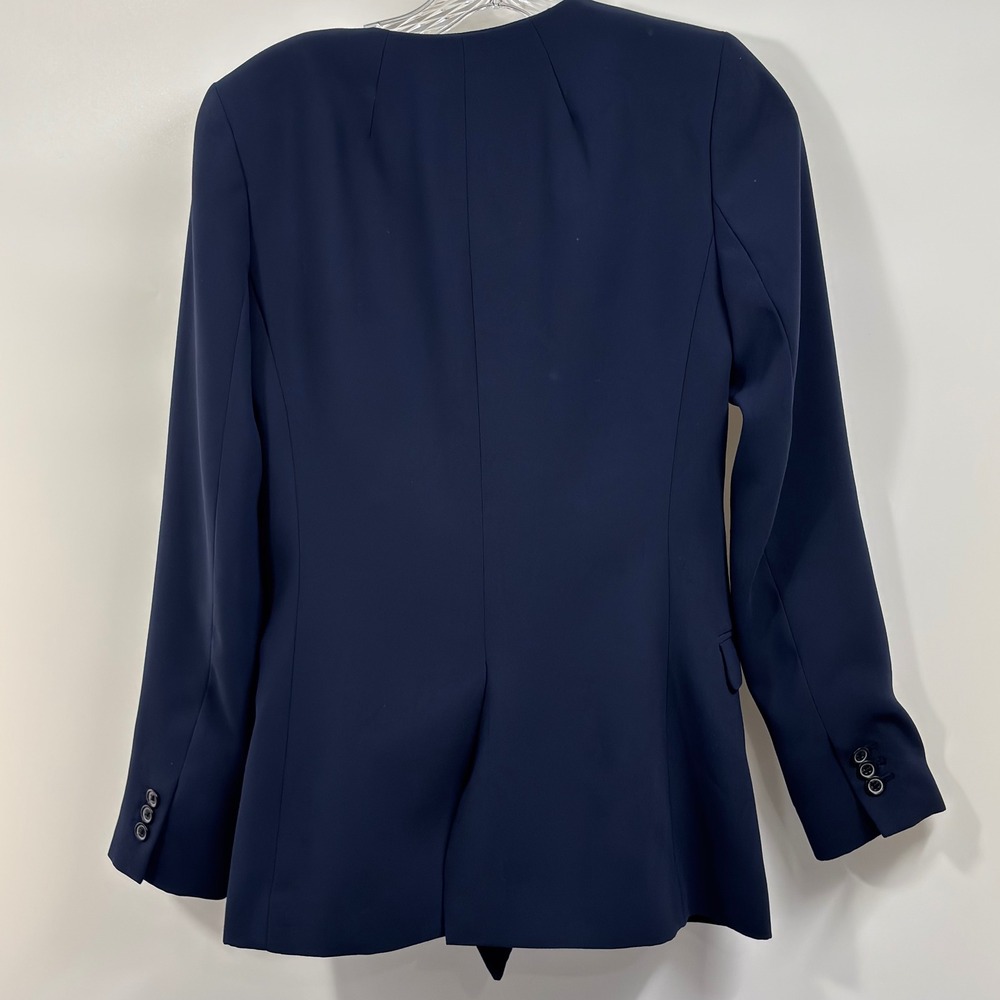 J.Crew French Girl Double Breasted Collarless Blazer Women's 2 Navy Blue H6285 - Picture 8 of 10